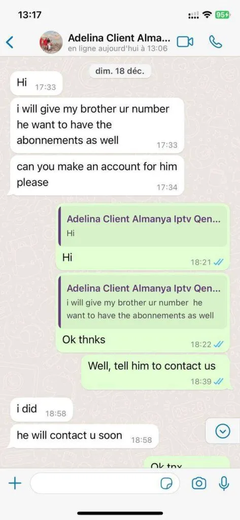 WhatsApp support conversation for IPTV setup 5
